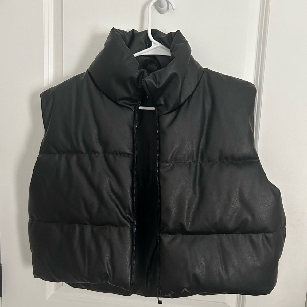 Large PrettyLittleThing Black Leather Vest